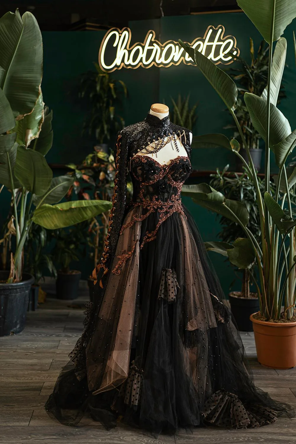 Black & Bronze Armour Dress by Chotronette - Made to Measure
