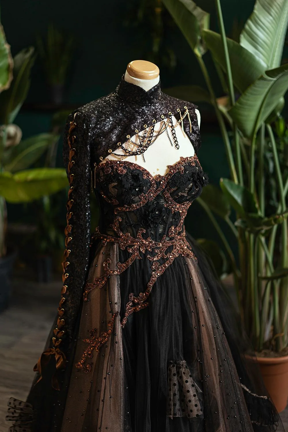 Black Bronze Armour Dress by Chotronette Made to Measure