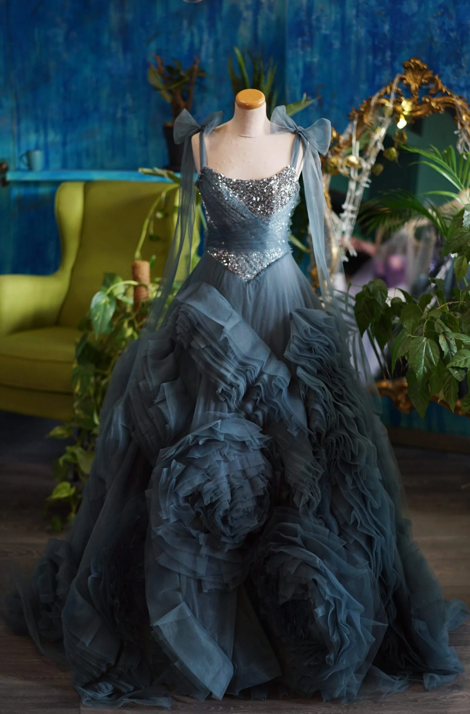Smoky Truffle Chotronette dress - Made to measure unique bridal design