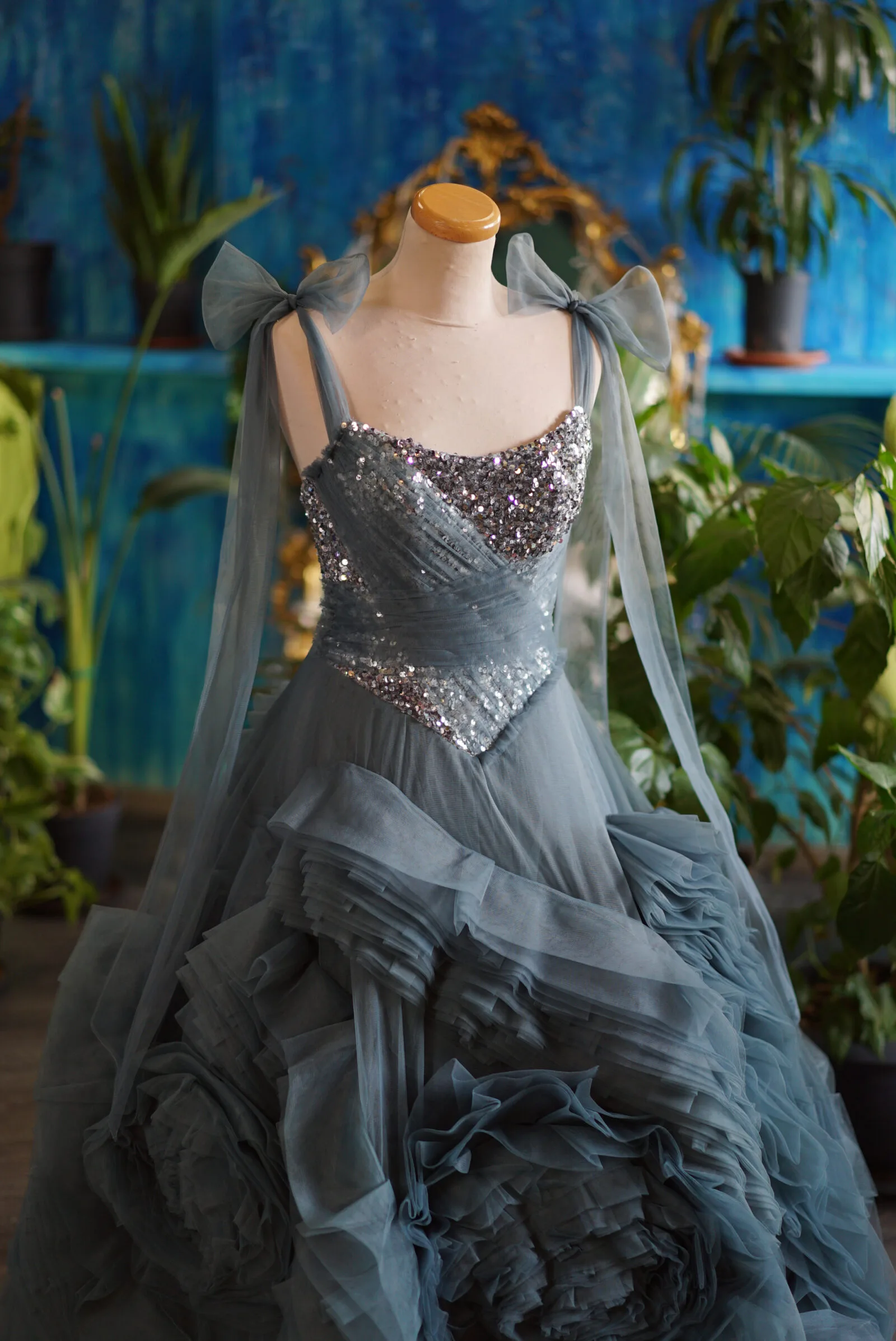 Smoky Truffle Chotronette dress - Made to measure unique bridal design