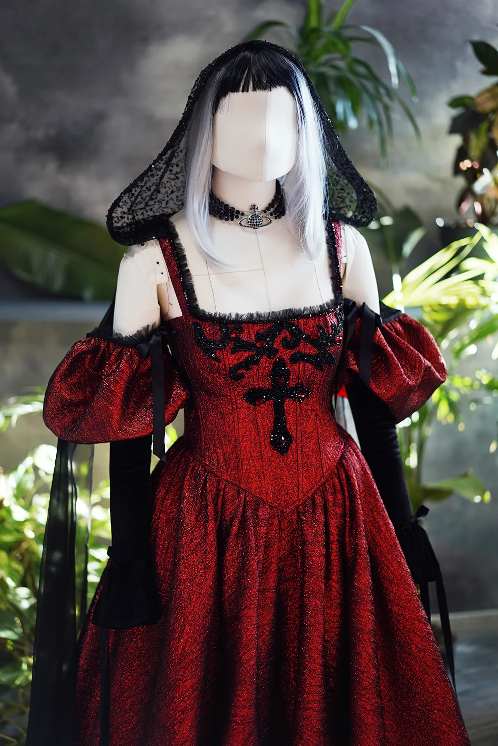 Burgundy Truffle Chotronette dress - Made to measure unique bridal design