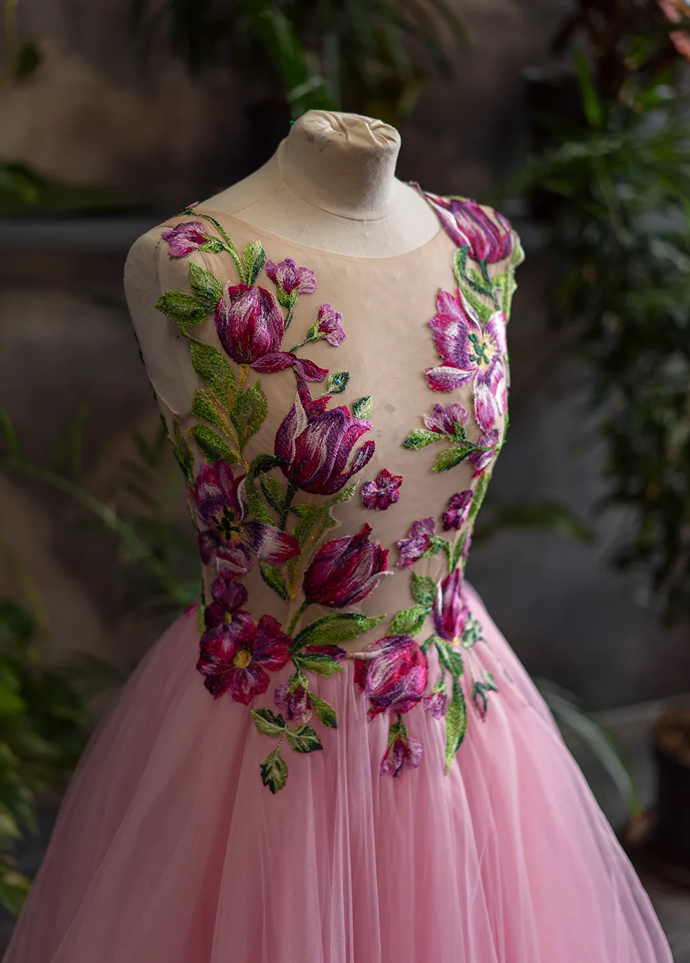blossom pink dress Pink Lily Blossom Dress Printed / M